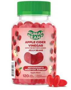 Apple Cider Vinegar Jelly Bean Gummies with The Mother and Ginger, Vegetarian Dietary Supplements for Men and Women, Digestive Health Support, 120 Apple Blast Jelly Beans, Kosher
