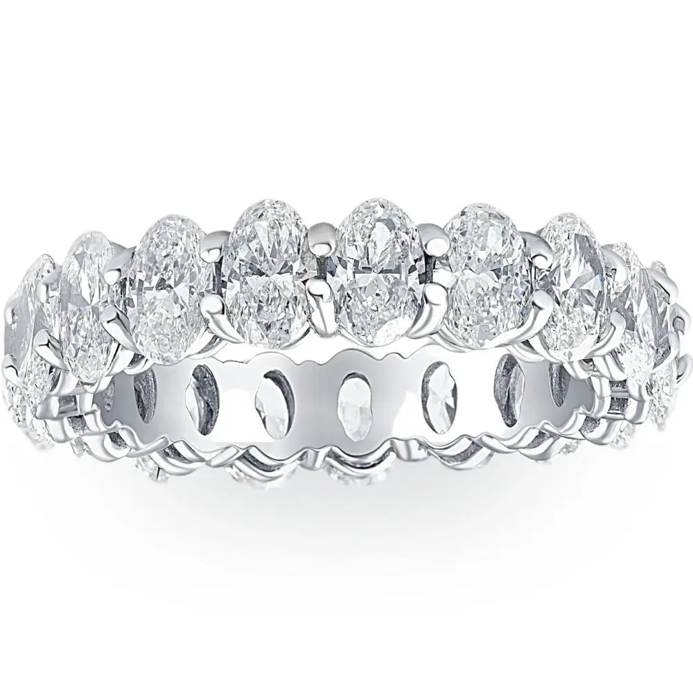 6 1/2 Ct Oval Lab Grown Diamond Eternity Ring Womens Wedding Band White Gold