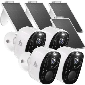 4pc solar security cameras wireless outdoor 2k battery powered cameras for home security 245g wifi camera with solar panel color night vision ai detection 2 way talk ip65 sdcloud