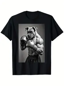 Funny Boxing Dog T-Shirt | Muscular Boxer Dog With Boxing Gloves Meme Tee