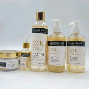 GC LUXE BEAUTY 24K GOLD SKIN CARE SET. Cream Shower Gel Serum Toner Moisturizing Body Care
