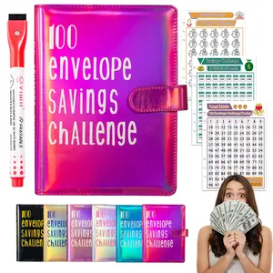 100 days  Money Saving Challenge,   Savings Challenges Budget Book Binder with Cash Envelopes，gift envelope