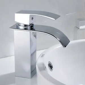 Waterfall showerhead bathroom faucet, single handle bathroom sink faucet in Chrome
