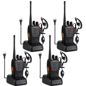 Baofeng 888s walkie talkie, 1-3 km long-distance communication, 16 selectable channels, supports headset, lithium-ion battery, flashlight, and charger (pack of 4) audio walkie-talkie