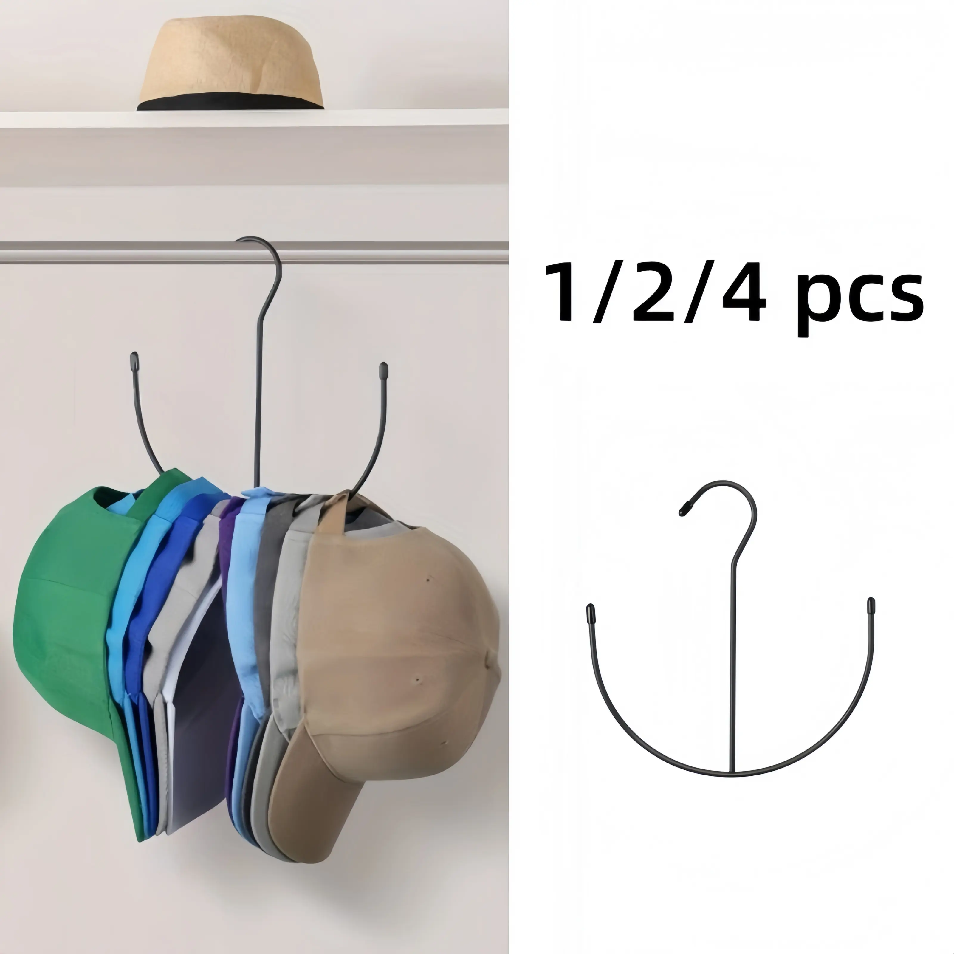 Hat Hanger, Hat Hanger Holder, Stand, 1/2/4 Counts Hat Organizer, Belt Hanger, Belt Organizer, Bra Hanger, Space Saving Stainless Steel Multi-function Hat Organizer Rack, Home Organizer for Closet-MM1