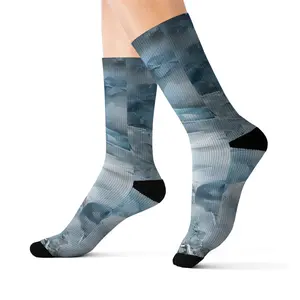 Ice Pattern Sublimation Socks, Winter Snowflake Design, Christmas Stocking Stuffers, Holiday Gift, Unique Footwear, Frozen Theme Accessories