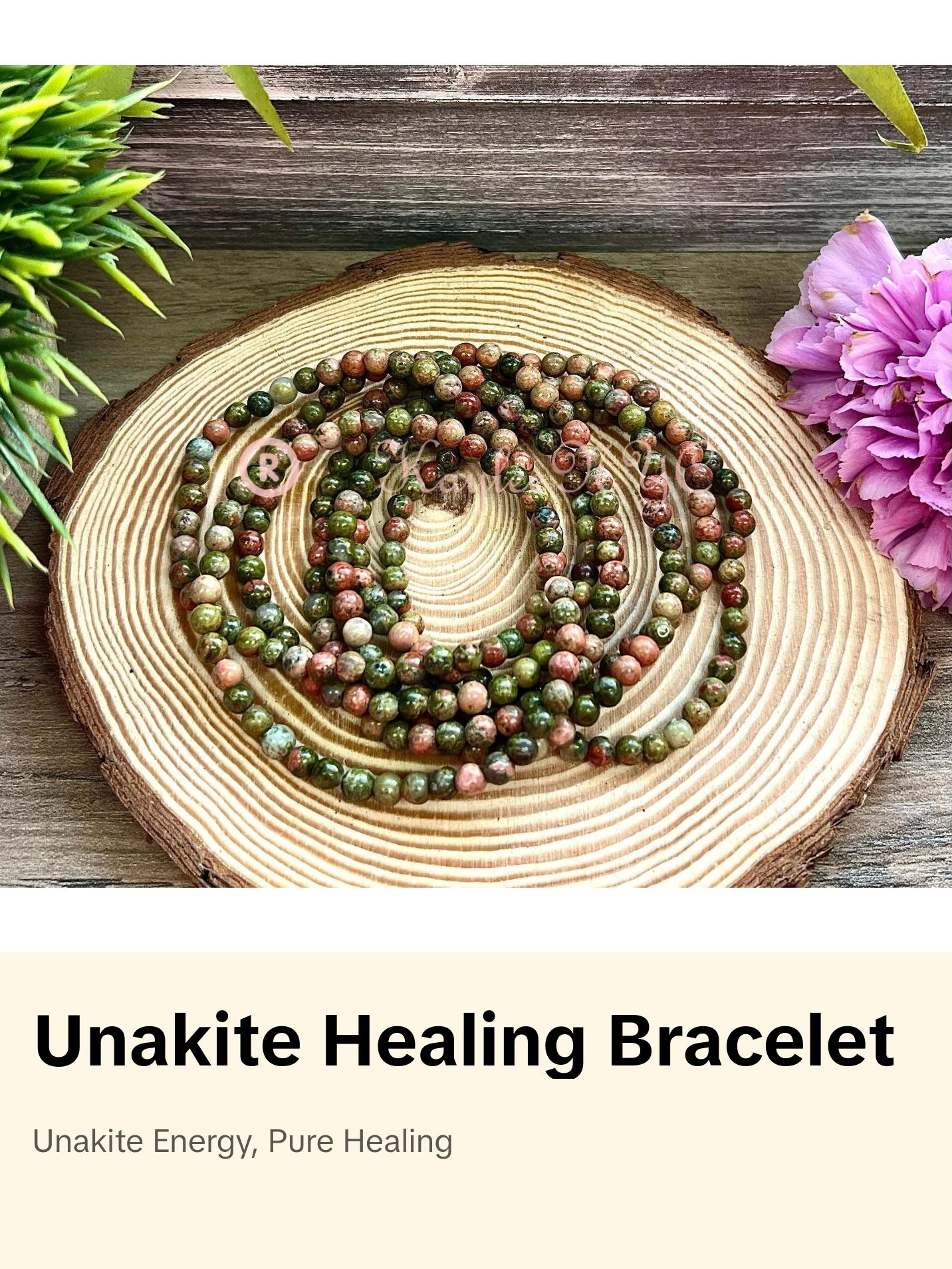 Wholesale Lot 6 Pcs Natural Unakite 4mm 7.5” Crystal Healing Stretch Bracelet