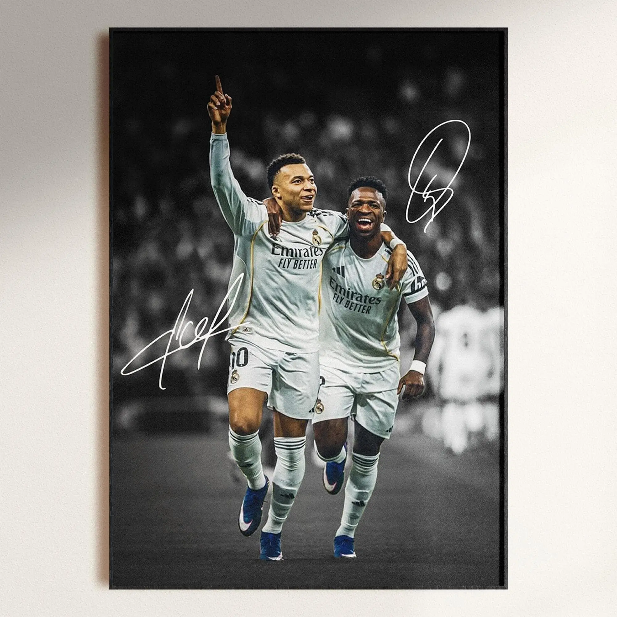 Kylian Mbappe & Vinicius Jr Poster, Signed Football Poster, Soccer Decor( Unframed - Print Only )