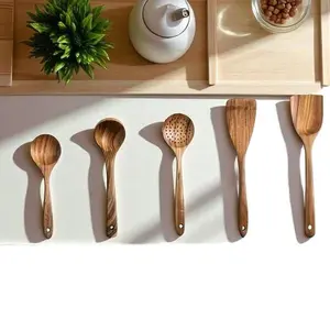 Wooden Spatula Set Non Stick Cookware Friendly Kitchen Utensil
