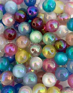 16mm Shiny Mixed Beads for Chunky Necklaces, Beaded Pens, and Crafts