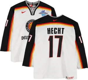 Jochen Hecht Team Germany Game-Used #17 White Jersey vs. Team Czech Republic on September 3, 2004 - Fanatics Authentic Certified