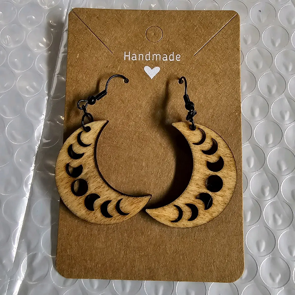 Wooden Moon Phase Earrings