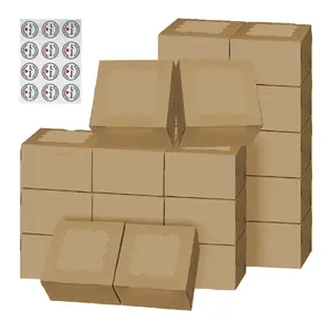 3.39'x3.39'x2.48' Brown Square Gift Boxes with Window -Chocolate Covered Strawberries, Small Cake, Cookie, Pastry, Mini Donitas & Cakesickle Truffle Chocolate Boxes