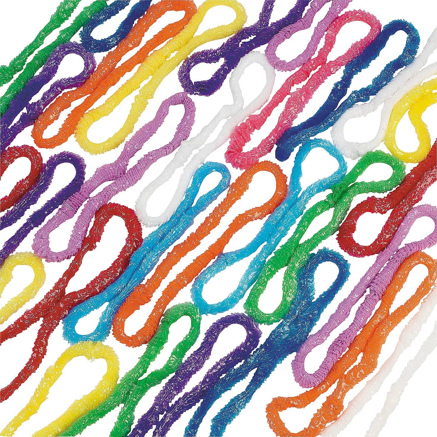 Hawaiian Assorted Colors Plastic Lei Pack - 30in, 200-Pc Mega Bulk with Layers, Festive Party Decorations for Home Supplies, Ideal for Happy Birthday Gifts