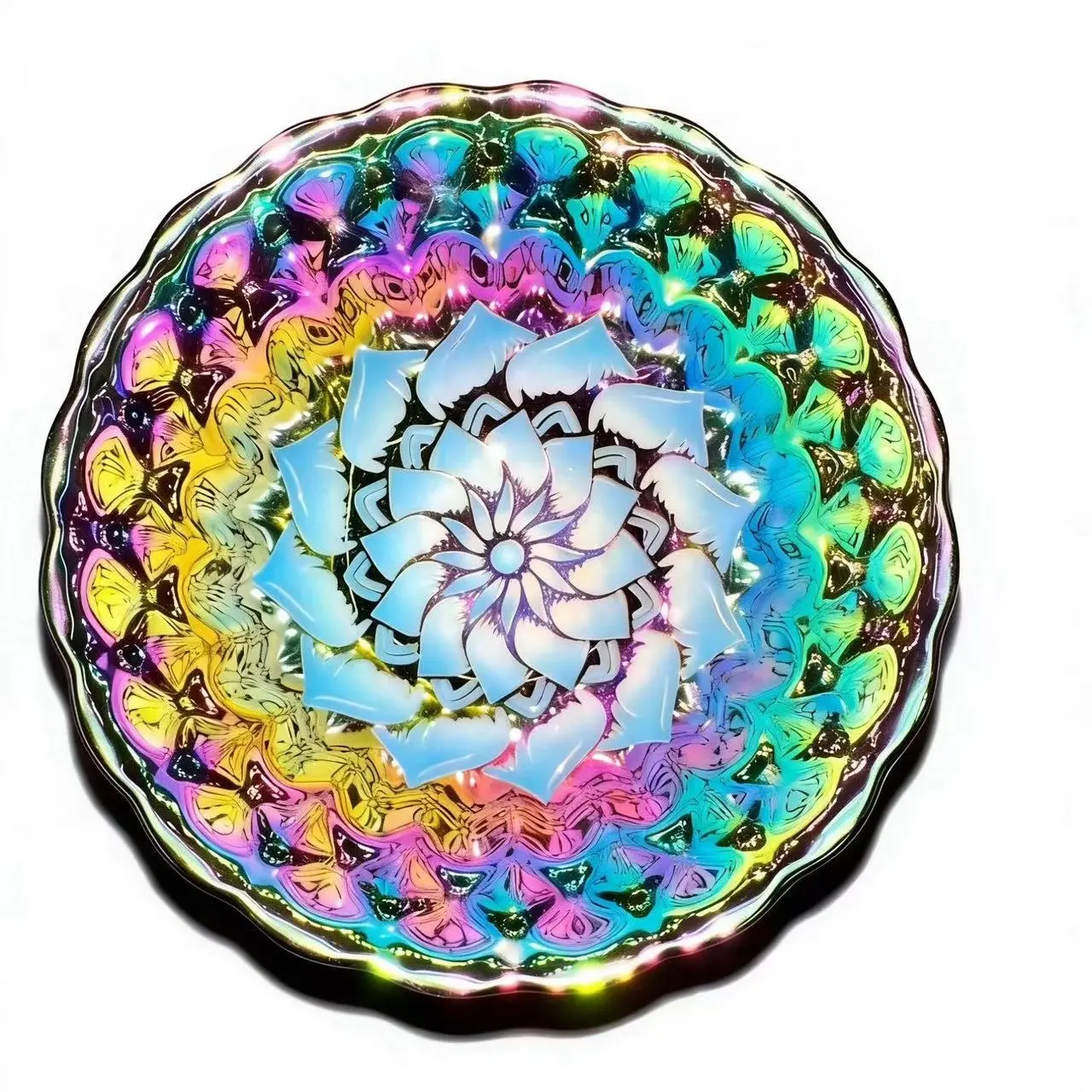 Premium Iridescent Rainbow Lotus Jianzhan Teacup Scalloped Edge Ceramic Tea Bowl Gift, Chinese culture,High-temperature firing,Handcrafted ceramic cup,Wine Glass, Kung Fu Cup,Drinkware