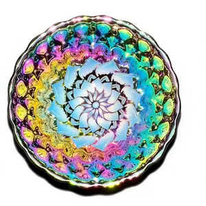 Premium Iridescent Rainbow Lotus Jianzhan Teacup Scalloped Edge Ceramic Tea Bowl Gift, Chinese culture,High-temperature firing,Handcrafted ceramic cup,Wine Glass, Kung Fu Cup,Drinkware