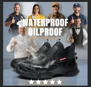 HIWELL working shoes Chef shoes waterproof comfortable anti slip nurs shoes for men Food Service Chef Kitchen Non Slip Work Shoes Slip On Water Resistant  SF926
