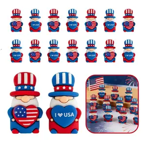 30/10 Pcs Rubber Patriotic Party Favors, Little Red Blue White Cute Rubber Gnome Figures Table Ornaments for 4th of July Party Decoration