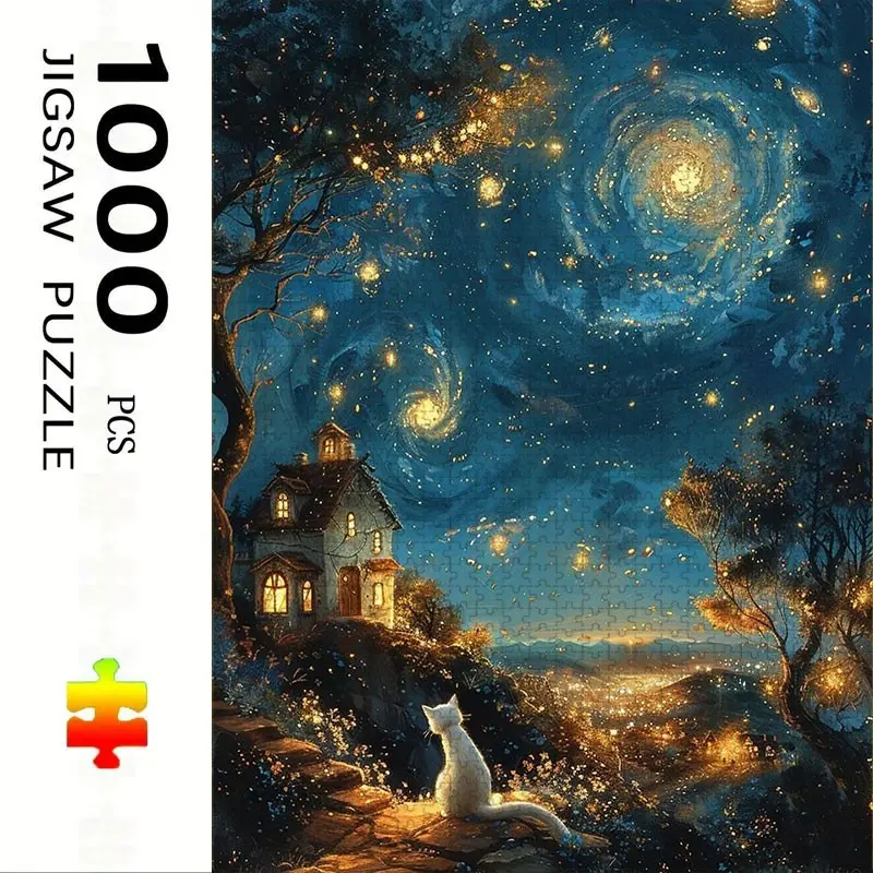 1000 Piece Beautiful Landscape Puzzle, Large Adult Family Interactive Toy, DIY Home Decor Brain Challenge, Festive Scene, Durable Puzzle
