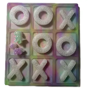 Handmade Tik Tac Toe Board with Matching Dino - Unique Design for Anyone