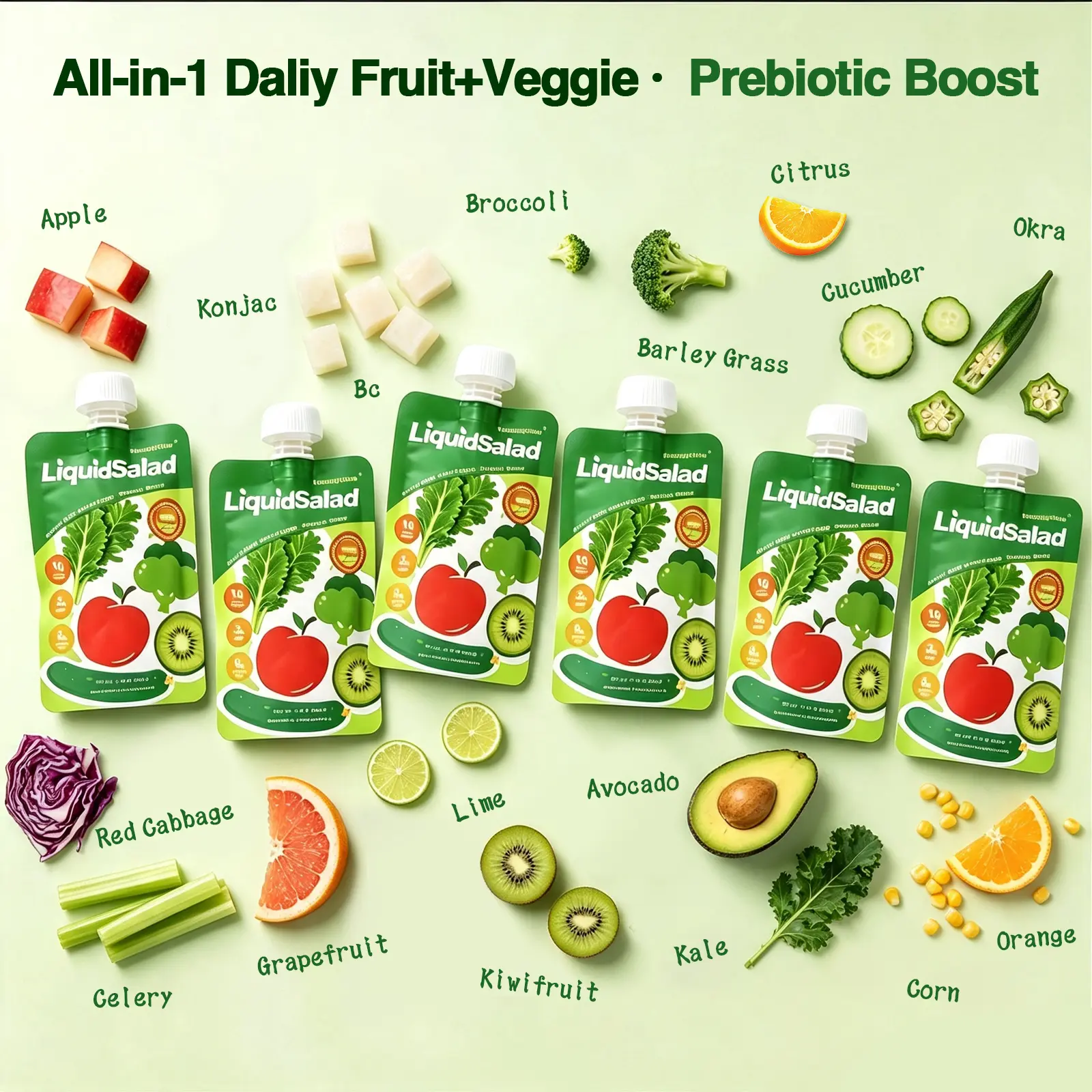 Supermodels Style 7 Assorted Pouches Mixed Smoothie Juice Pouches - 16 Fruits & Vegetables, Organic Gluten-Free Superfood, Dietary Fiber & Prebiotic, Ready-to-Eat Vegan Snack, 7 Assorted Pouches (Includes Kiwi)