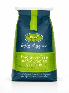 Kitty Diggin's Fragrance-Free Non-Clumping Cat Litter - Natural Clay for Sensitive Cats.