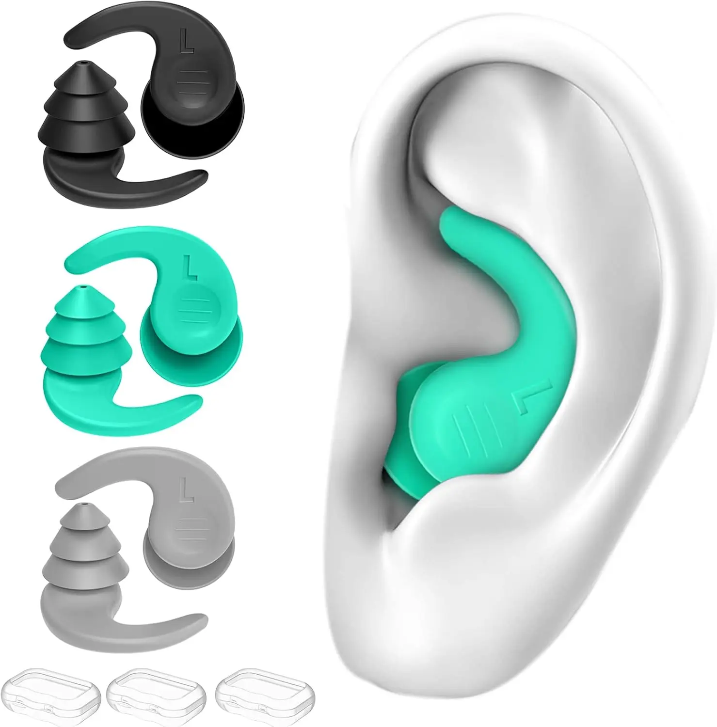 Reusable Silicone Noise Cancelling Ear Plugs for Sleeping, Swimming, Travel & Study – Soft Waterproof