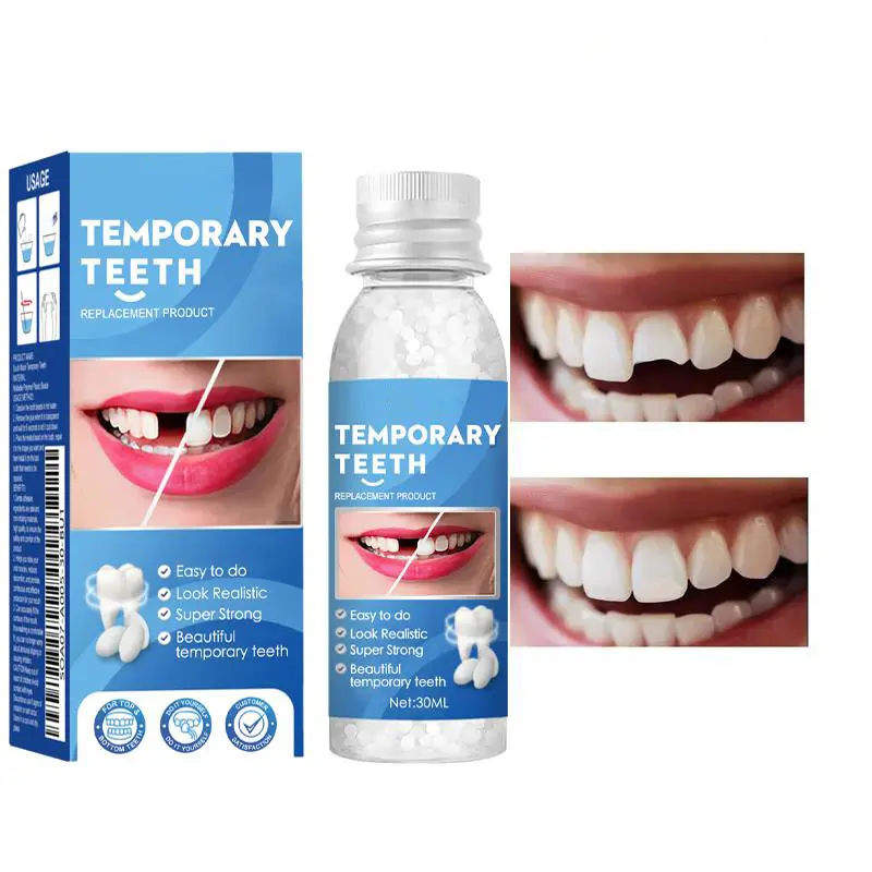 Moldable Denture Repair Resin Pellets Kit - 30ml, Adult Home Use, Temporary Dental Filling for Cavities, Non-Toxic Strong Solution, Oral Care Kit, Boil Mix Gel in Boiling Water, Cool with Cold Water, Contains Neither Harmful Additives