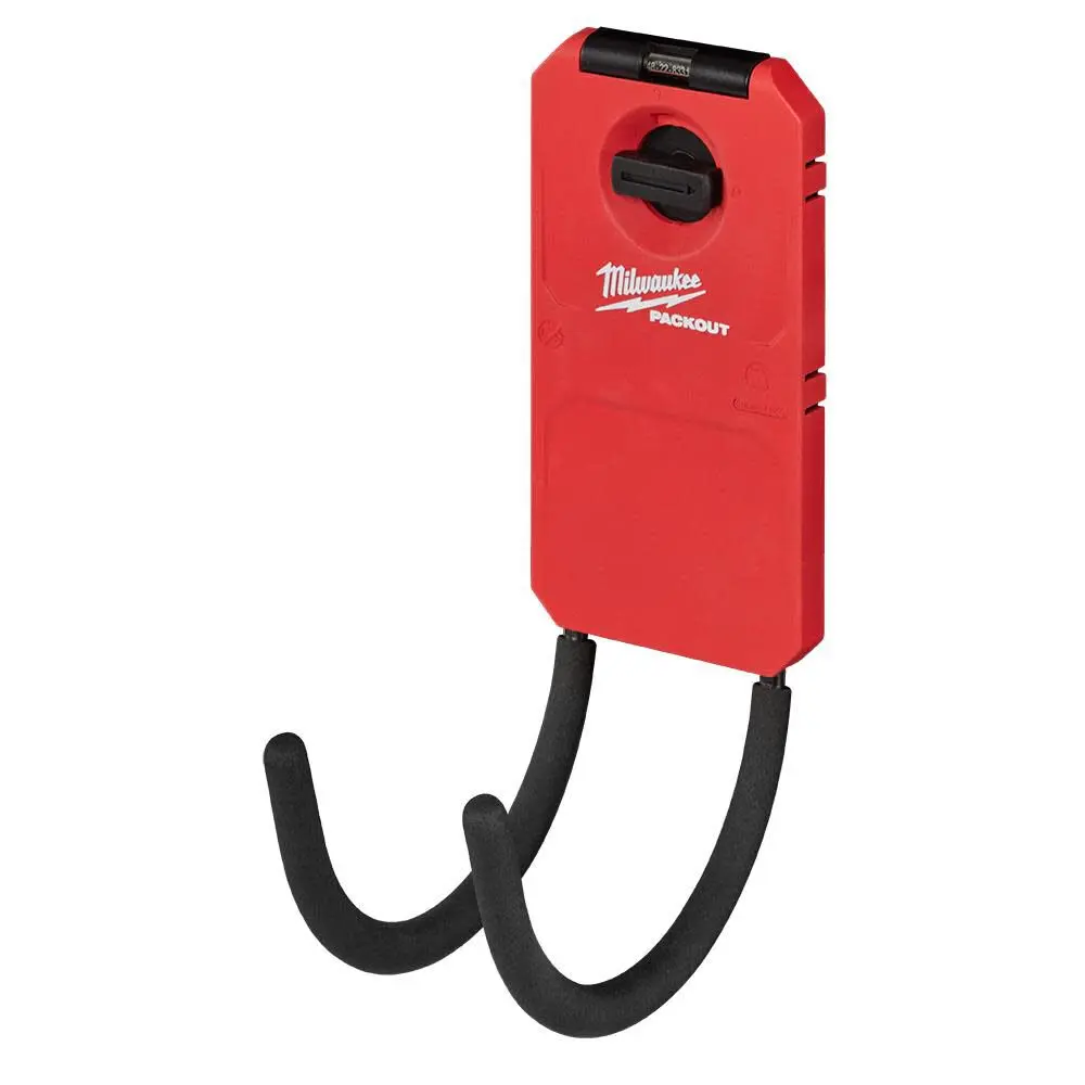 Milwaukee 48-22-8331 Heavy-Duty Metal Wall Curved Hook, PACKOUT Modular System Fit Tool Storage Accessory with 6 inches Non-Slip Rubber Grips