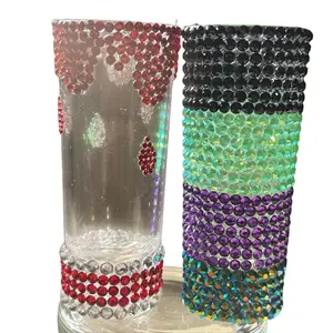 Bling Halloween Double Shot Glasses Pair Frankenstein and Blood Drip Theme with Colorful Rhinestones