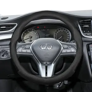 For Infiniti Perforated Leather Steering Wheel Cover Ultra-thin Breathable Protective Cover Interior Fits QX60/QX50/QX80/QX55/Q50/Q60/QX70 Black Burgundy Brown Mocha Steering Wheel Protector