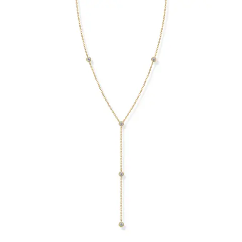 PAVOI 14K Gold Plated Women's Lariat Cubic Zirconia Station Necklace for Women