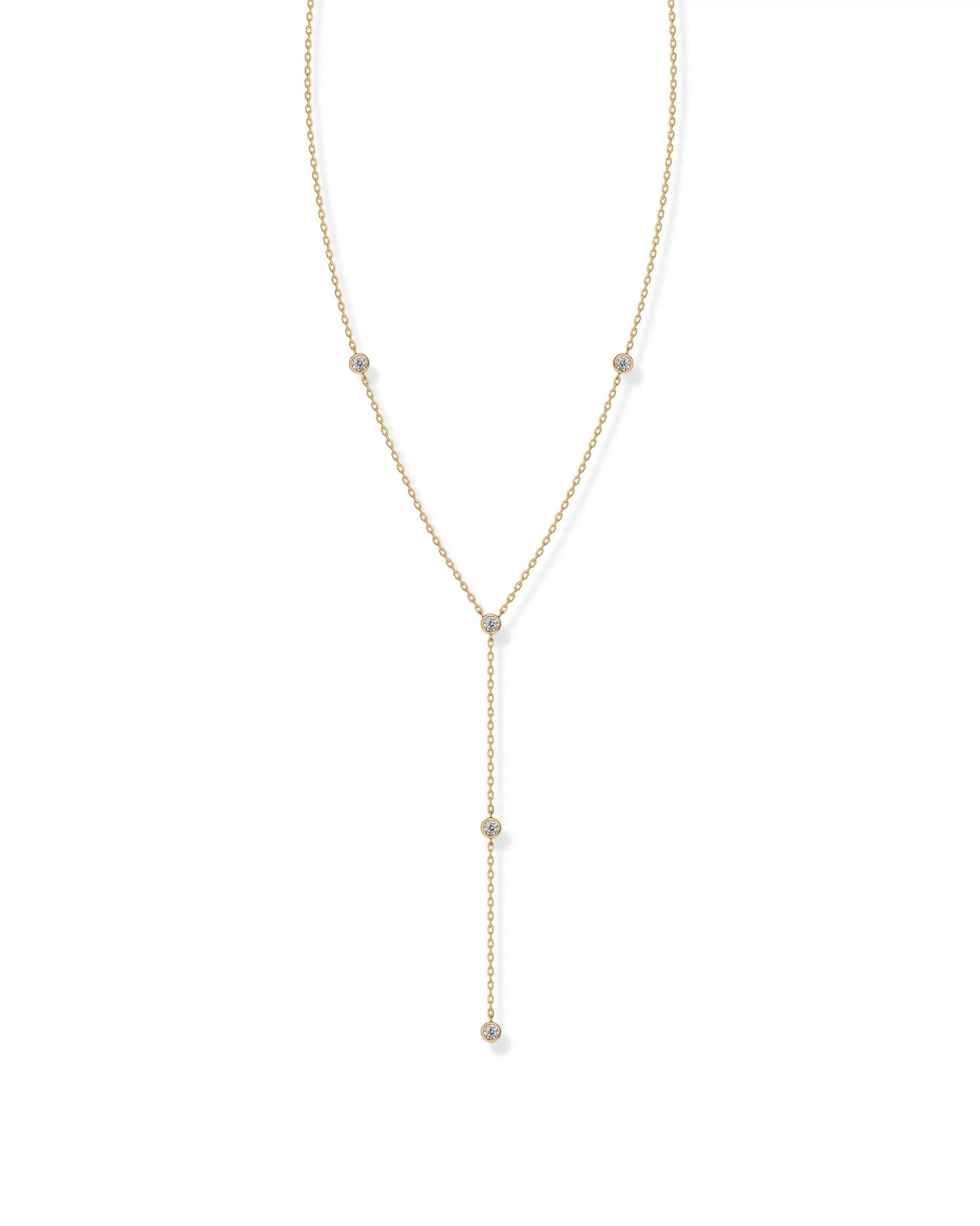 PAVOI 14K Gold Plated Women's Lariat Cubic Zirconia Station Necklace for Women