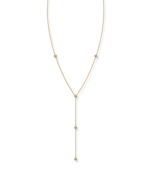 PAVOI 14K Gold Plated Women's Lariat Cubic Zirconia Station Necklace for Women