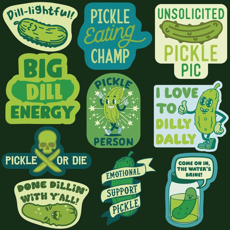 More Pickles Sticker Extra Large Stickers for Adults Funny Adhesives with Memes Funny Stickers with Colorful Graphic Decals Funny Food  Multi