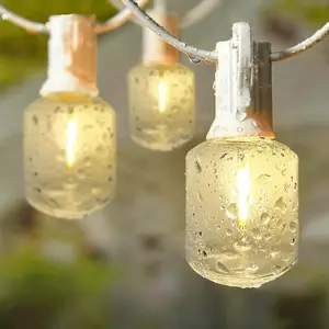 12-bulb T40 multicolor candy string lights / white transparent string lights — 25 ft, connects to outdoor waterproof party lights; suitable for courtyards, backyards, holidays, including Easter, St. Patrick’s Day, wedding anniversaries, and other festive