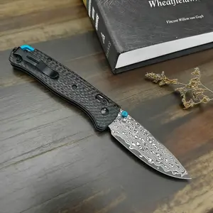535Damascus Steel Blade Folding Utility Knife Carbon Fiber Handle Kitchen Tool Men Gift EDC Tools Outdoor Camping Pocket Knives