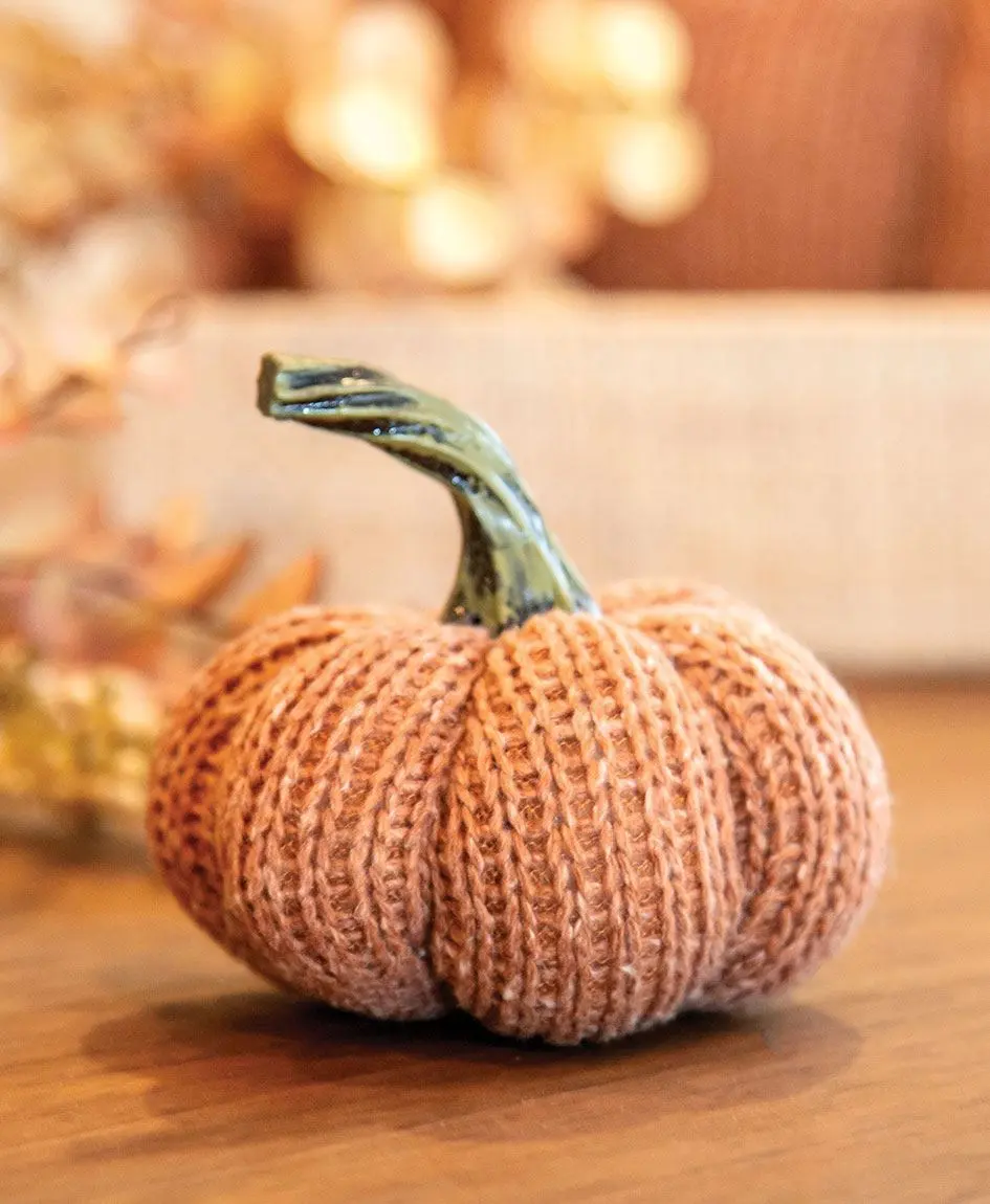 Burnt Orange Knit Pumpkin 4"