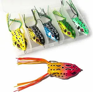 6 count Topwater Frog Lure Ray Frog Fishing Crankbait Lures Artificial Soft  5.5CM 8G Soft Tube