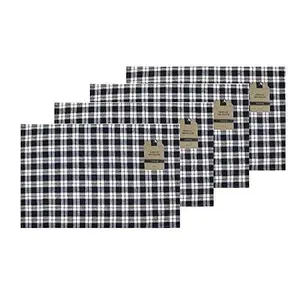 100% Cotton 100% Cotton Gingham Check / Farmhouse Plaid Tapestry Placemats for Kitchen Dining Table Mats, Easy to Clean, Machine Washable. Size: 13" x 19".