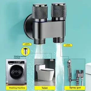 304 Stainless Steel Dual Outlet Toilet Angle Valve with Anti-Slip Handle - Suitable for Bathroom Pipe Installation