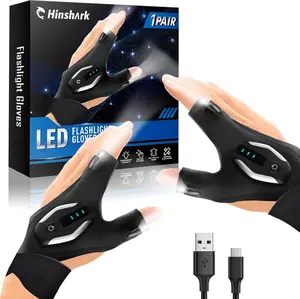 Fathers Day Gift for Husband Dad, Gifts for Men LED Flashlight Gloves, Fathers Day Gift from Daughter Wife Son, Anniversary Birthday Gifts for Men Him Boyfriend, Camping Essentials Cool Gadgets Tools Hinshark
