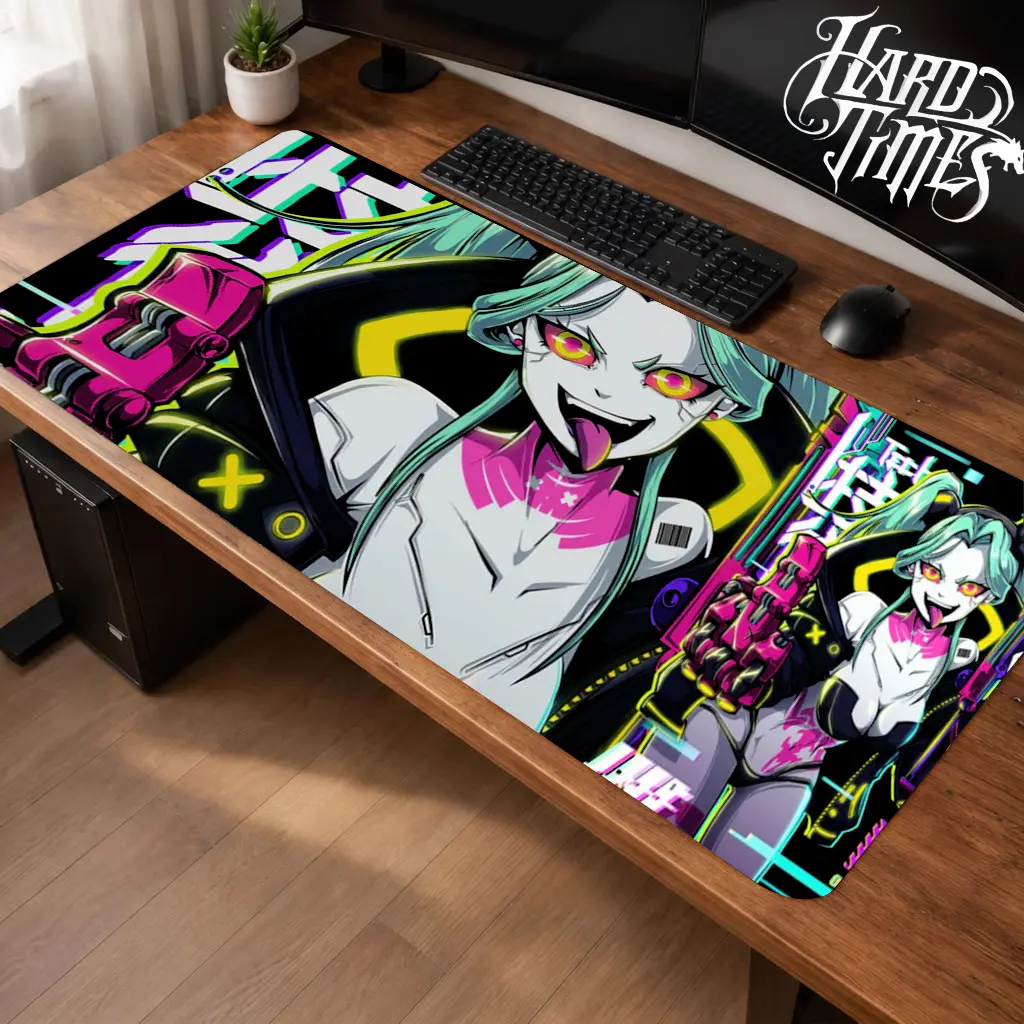 Rebecca Cyberpunk: Edgerunners Gaming Mousepad - Custom Anime Extended Desk Mat, 40x21in Waterproof Non-Slip Rubber Base Keyboard Pad for PC Gamers, Office Desk Accessories & Gifts