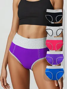 High Waist Cotton Women's Underwear Set 5-Pack S-2XL Comfortable Breathable Elastic Waistband Variety Colors Soft & Stylish Everyday Wear