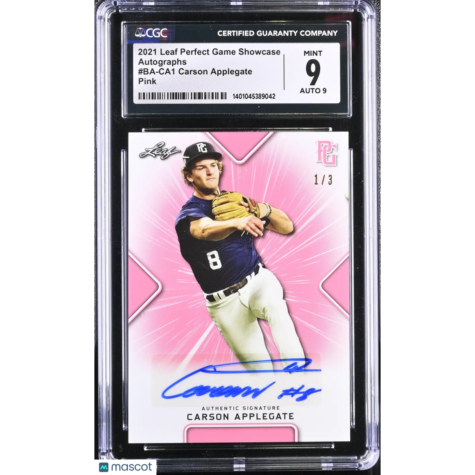 Carson Applegate CGC 2021 Perfect Game Showcase #BA CA1 Pink 1/3 Baseball 9