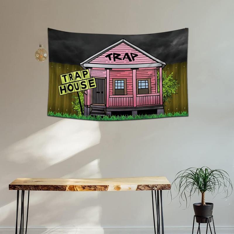 Trap House Banner Tapestry Lightweight Decoration Design Wall Art Decorative Hanging Dorm Garage Decor Man Cave 60x40inch