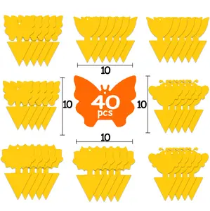 Fruit Fly Trap and Fungus Gnat Traps , Yellow Sticky Traps Killer -40 Packs (Contains 40 Traps 15 Wire) for Indoor and Outdoor, Protect The Plant, Non-Toxic and Odorless.