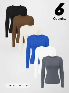 Women's Long Sleeve Tight-Fit Training T-Shirt Set, Athletic Yoga Tops, Moisture-Wicking Fabric, Round Neck Design, Ideal for Sports & Fitness Activities