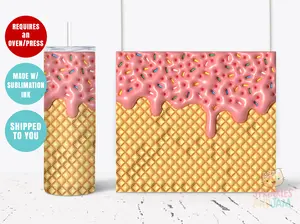 2-PACK Ice Cream tumbler sublimation transfer for 20oz Skinny Tumbler - Ready to press - DIY Specialty Supplies - T043