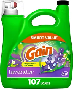 Gain Liquid Laundry Detergent, Lavender Scent, 154 fl oz, 107 loads, HE compatible, Laundry Detergent Liquid Soap